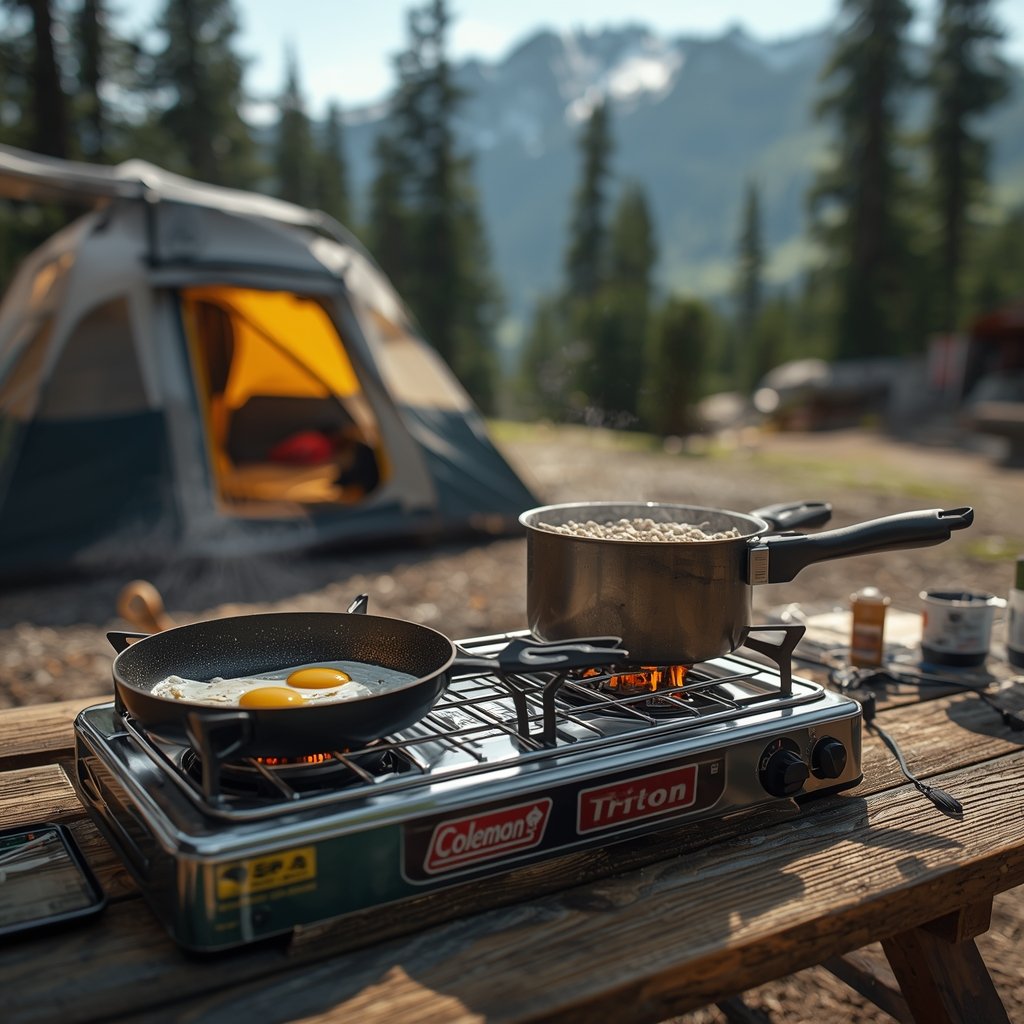 portable camping stove in action