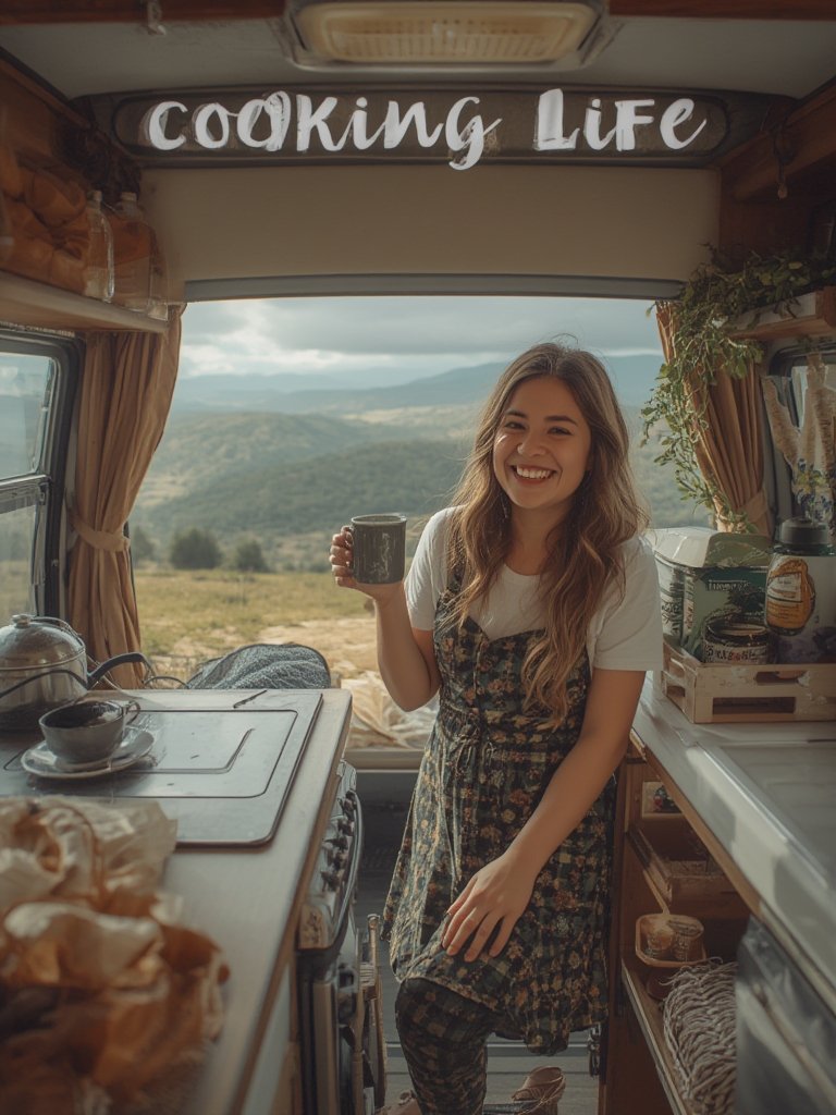 best mug for van life - camp kitchen setup