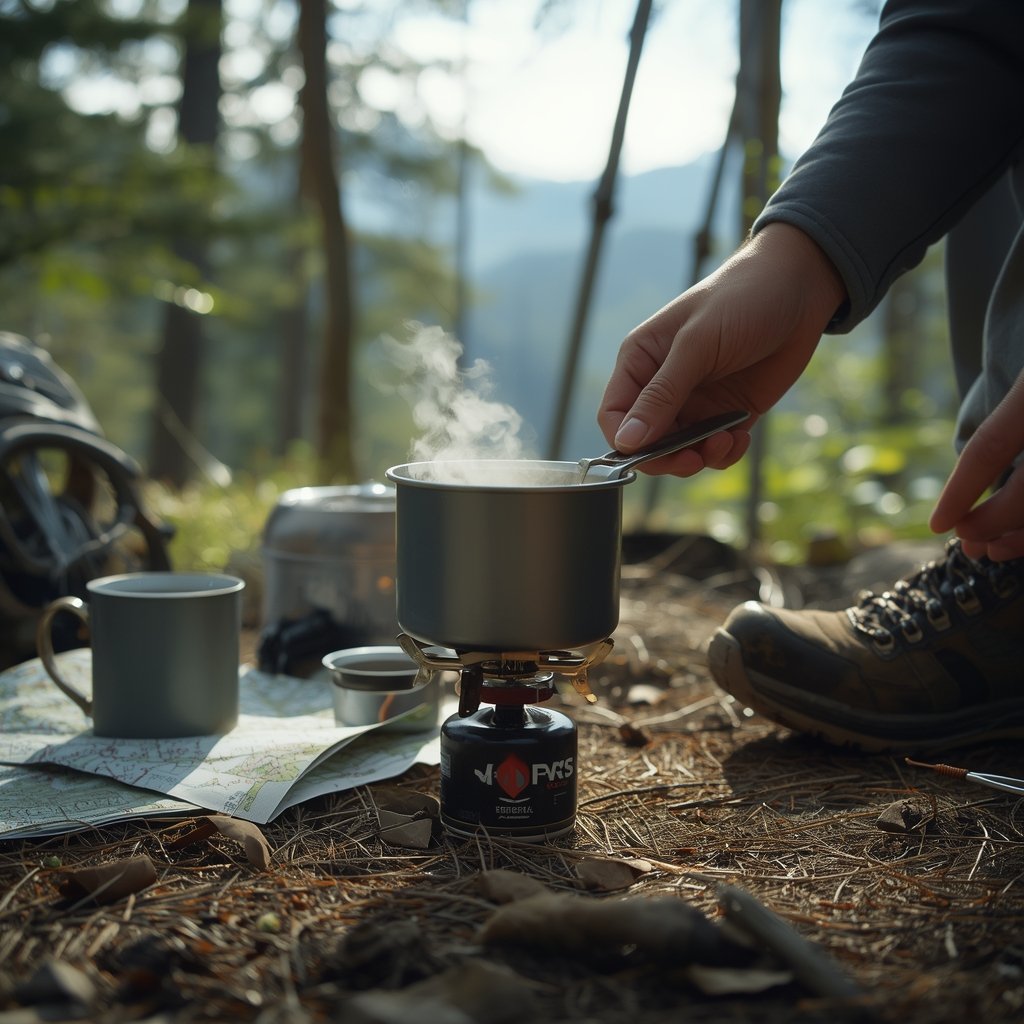 ultralight backpacking stove in action