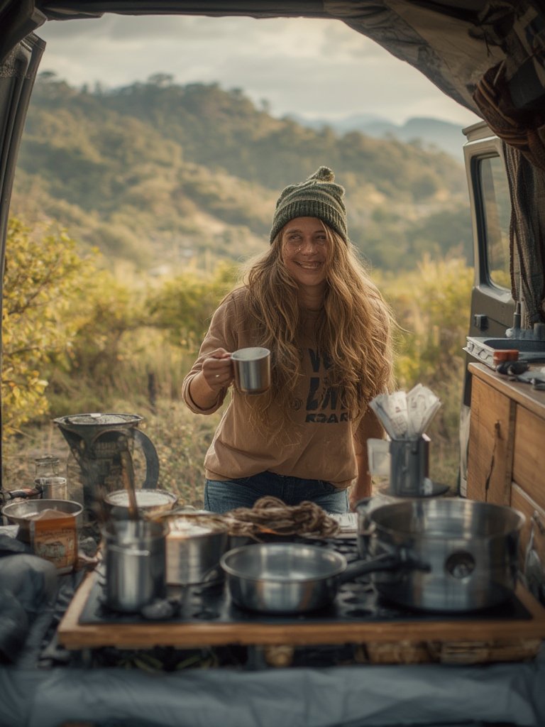 titanium camping cookware - camp kitchen setup