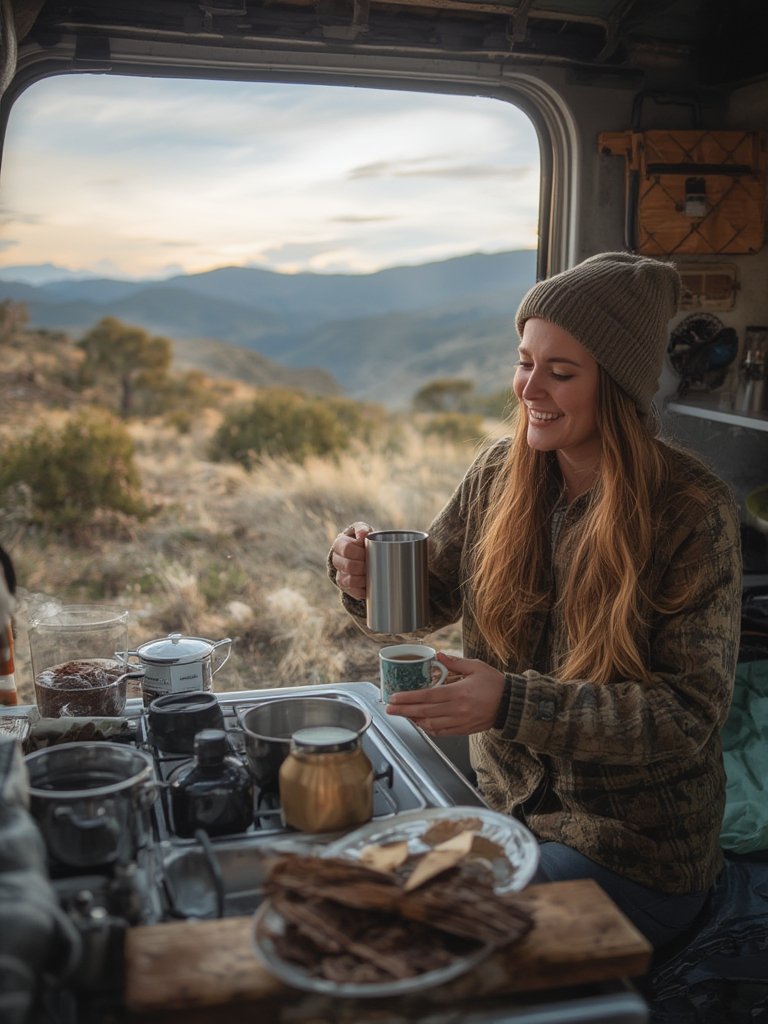 titanium camping mug - camp kitchen setup