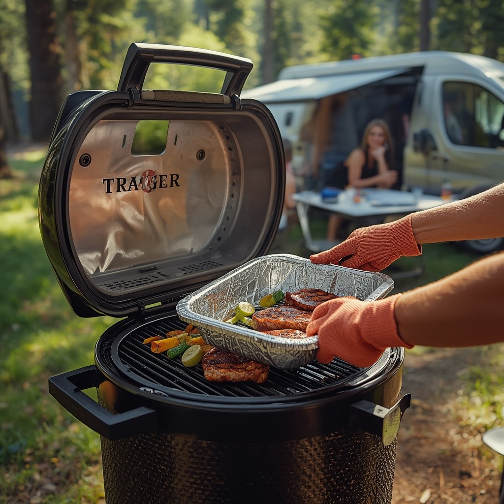 grill drip tray liners in action