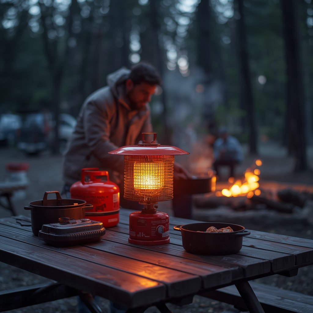portable tabletop heater in action